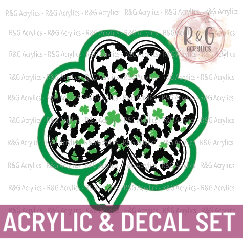 Leopard Shamrock | Acrylic Blank & Vinyl Decal COMBO