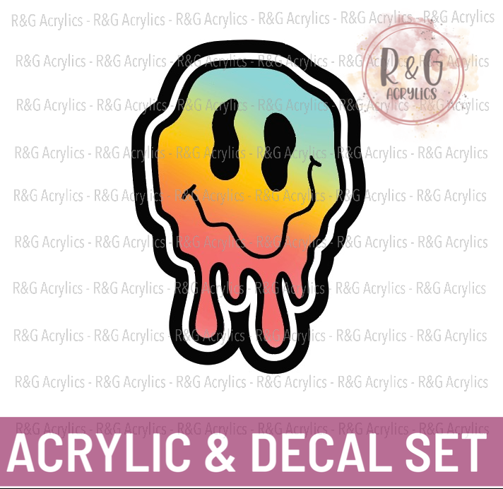 Melting Smiley Face - Acrylic & Decal COMBO