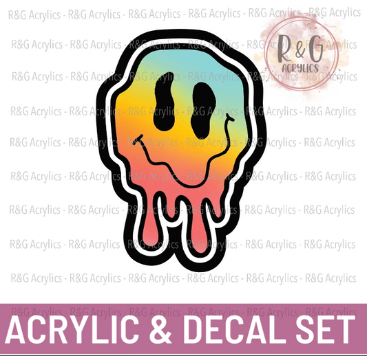 Melting Smiley Face | Acrylic Blank & Vinyl Decal COMBO
