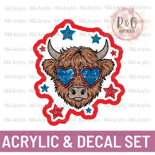 Patriotic Heffer - Acrylic & Decal COMBO