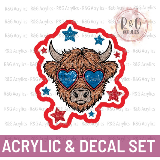 Patriotic Heffer | Acrylic Blank & Vinyl Decal COMBO
