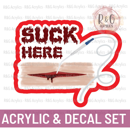 Suck Here | Acrylic Blank & Vinyl Decal COMBO