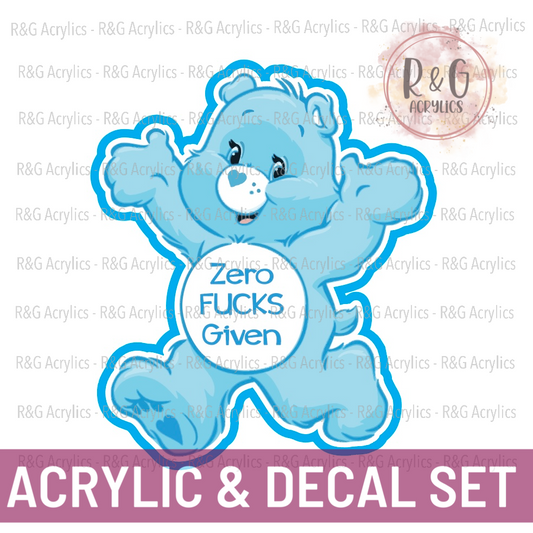 Zero Fucks Given - Swear Bear - Acrylic & Decal COMBO